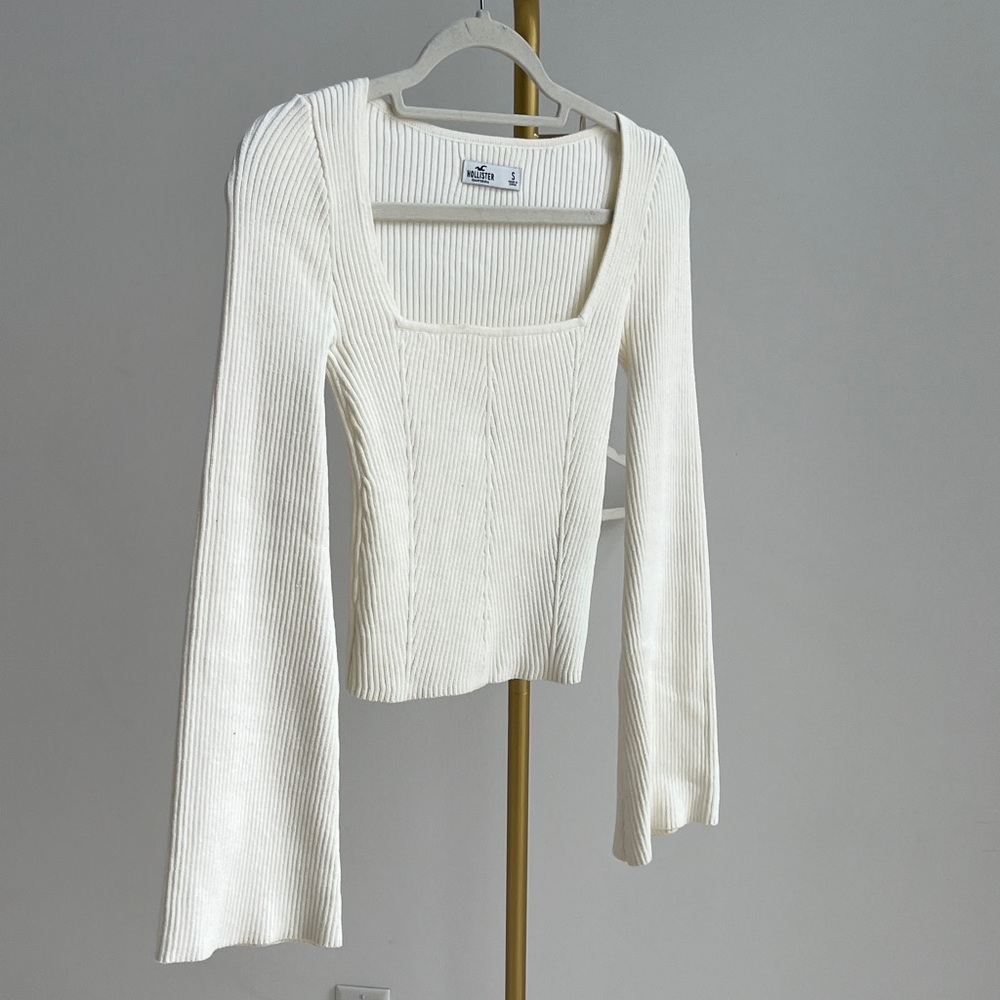 Hollister Cream Ribbed Knit Top